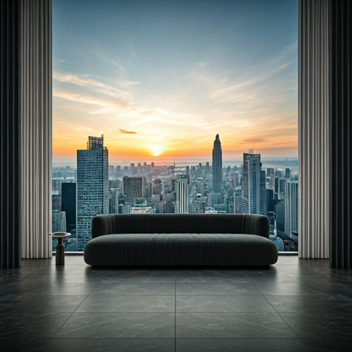 Luxury penthouse with city skyline view